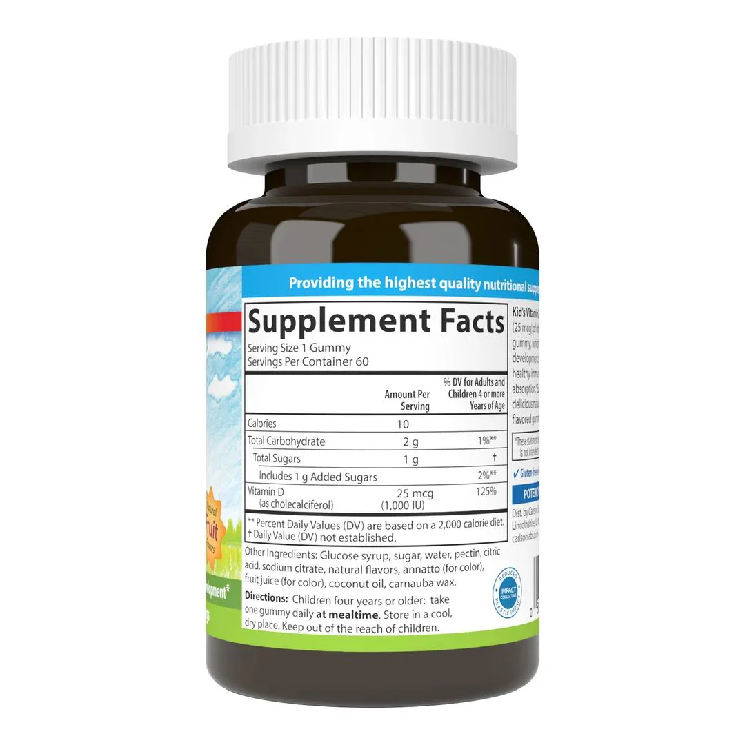 Supliment alimentar pentru copii Carson Lab Vitamina D3 1000 IU, 60 comprimate masticabile foto
