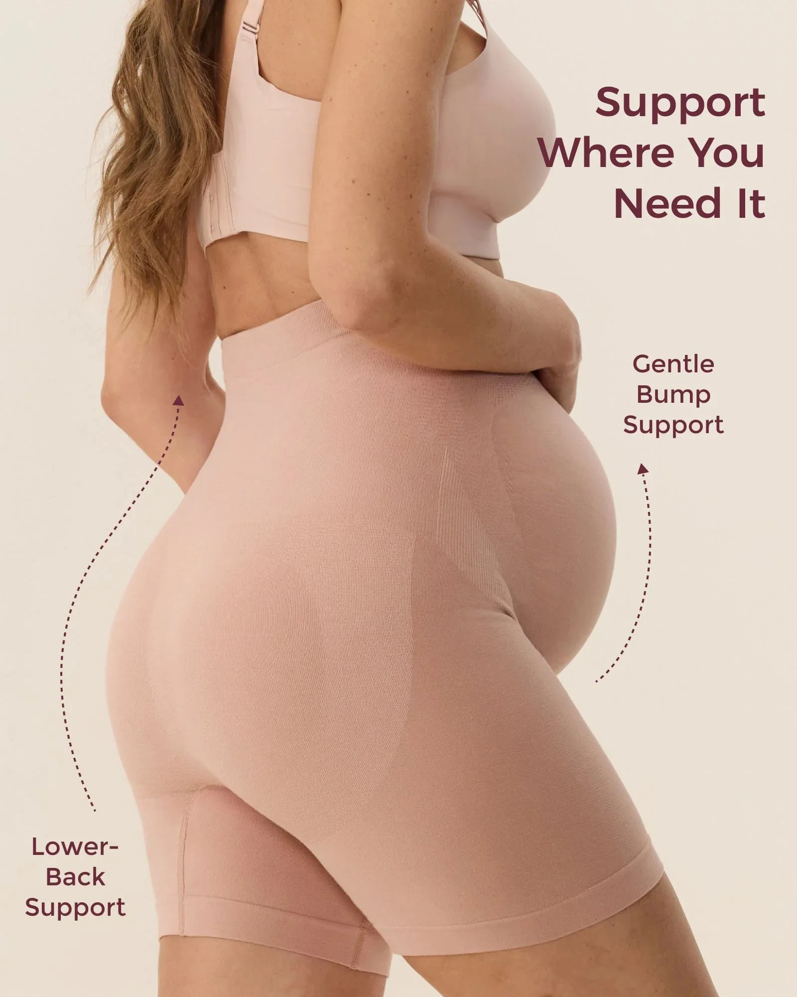 Lenjerie modelatoare pentru gravide Momcozy pentru purtare sub rochii Oyster Pink, marimea XL foto