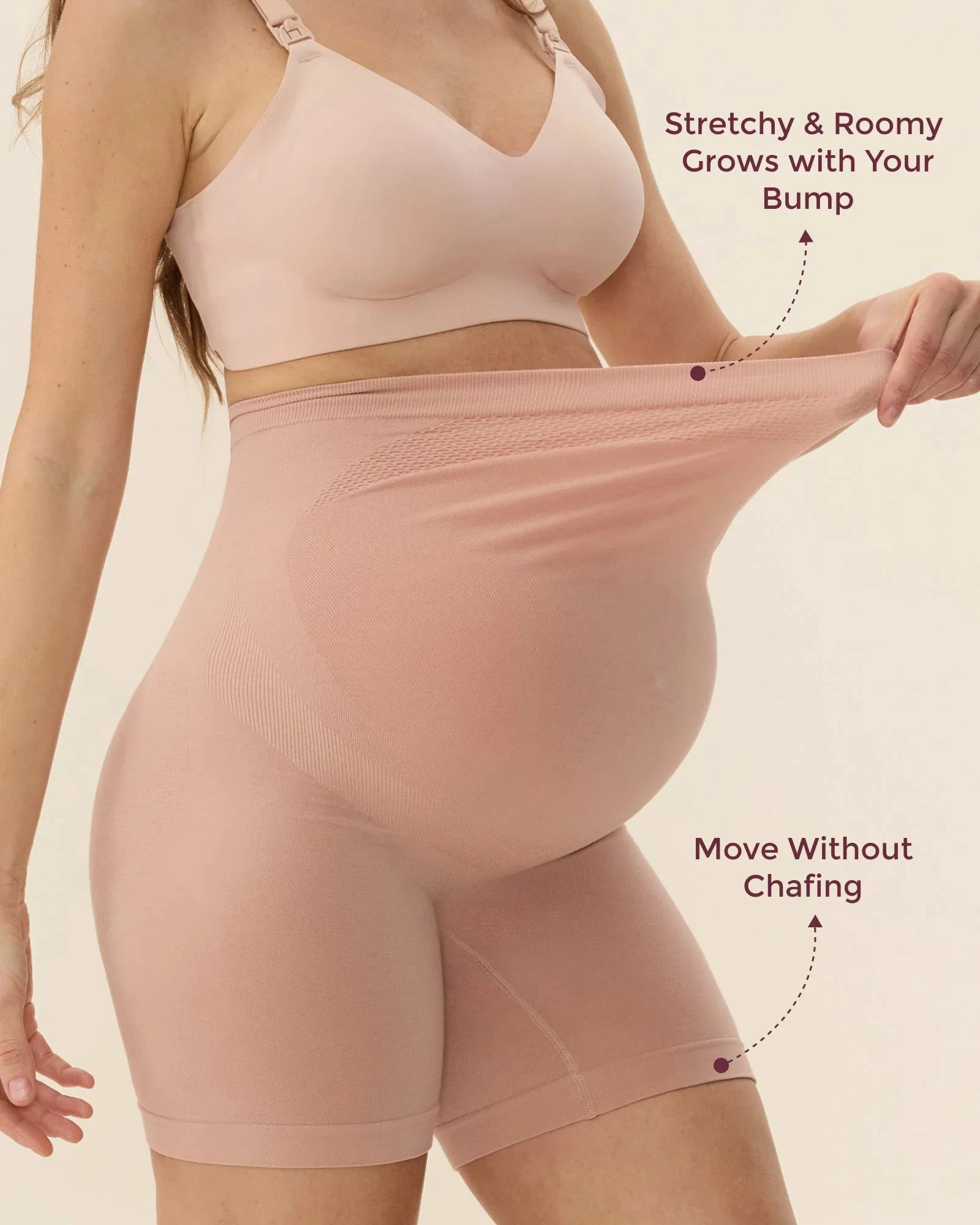Lenjerie modelatoare pentru gravide Momcozy pentru purtare sub rochii Oyster Pink, marimea XL foto