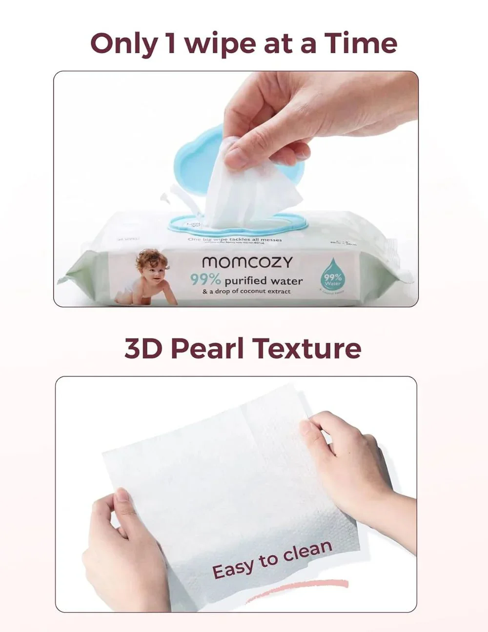 Servetele umede Momcozy Water Wipes Extra Large, 12 pachete foto