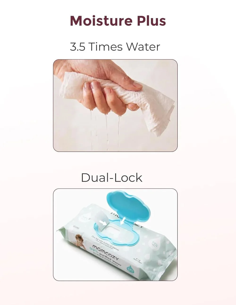Servetele umede Momcozy Water Wipes Extra Large, 12 pachete foto