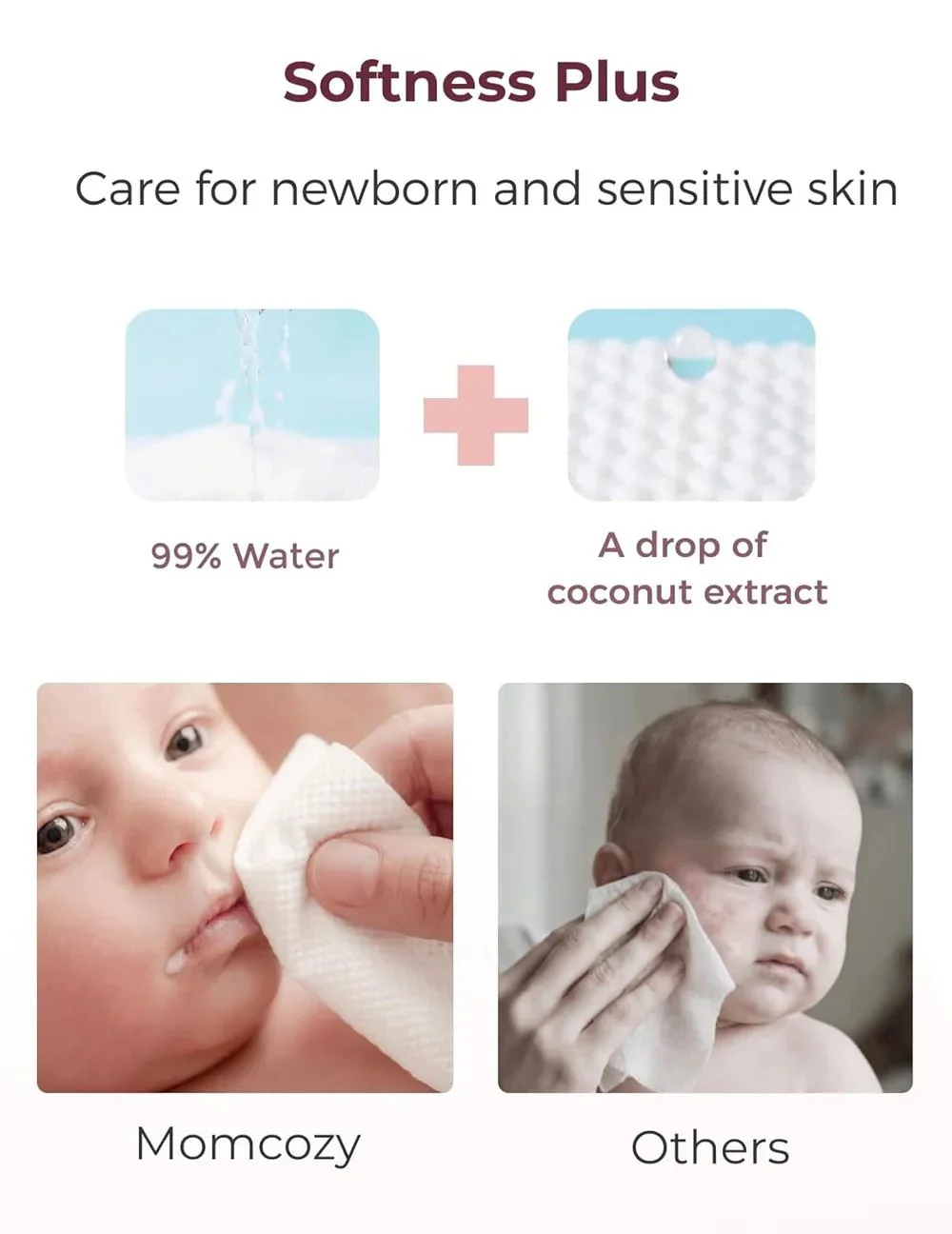 Servetele umede Momcozy Water Wipes Extra Large, 4 pachete foto