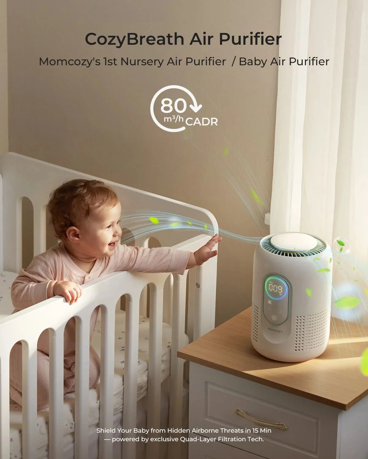 Purificator de aer pentru bebelusi Momcozy CozyBreath foto