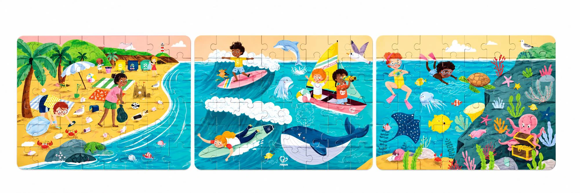 Puzzle 3 in 1 Hape Prietenii oceanului foto
