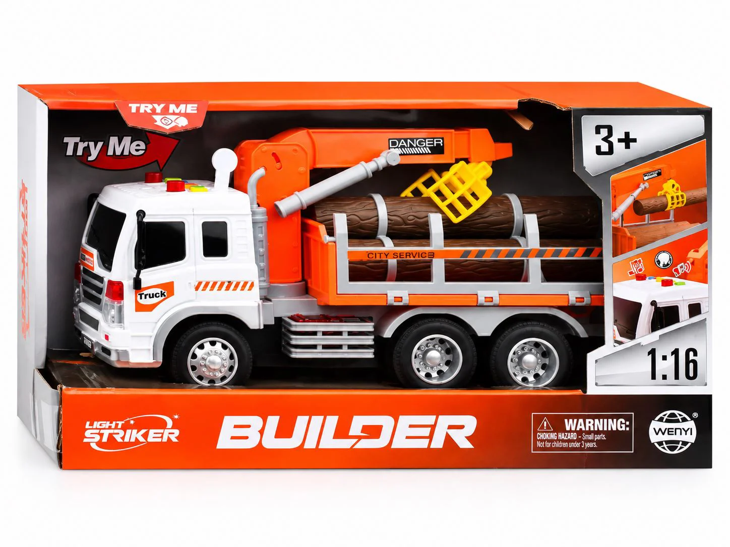Camion cu busteni Wenyi cu inertie, lumini si sunete 1:16 foto