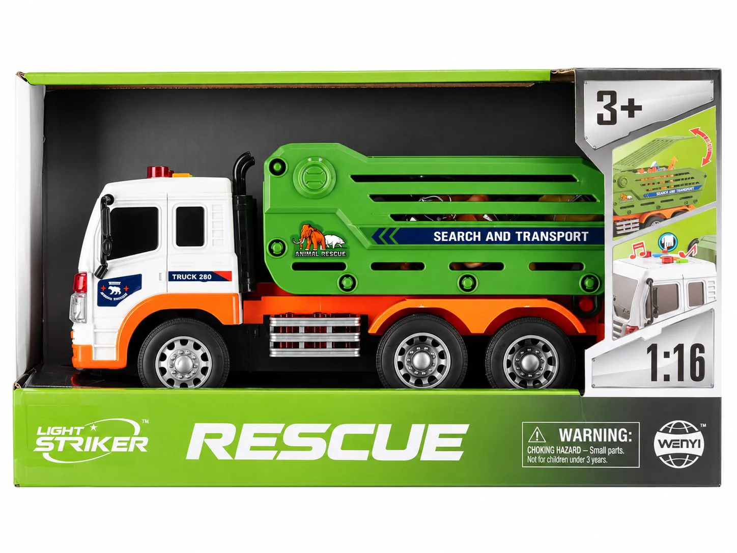 Camion pentru transportarea animalelor Wenyi cu frictiune, lumini si sunete 1:16 foto