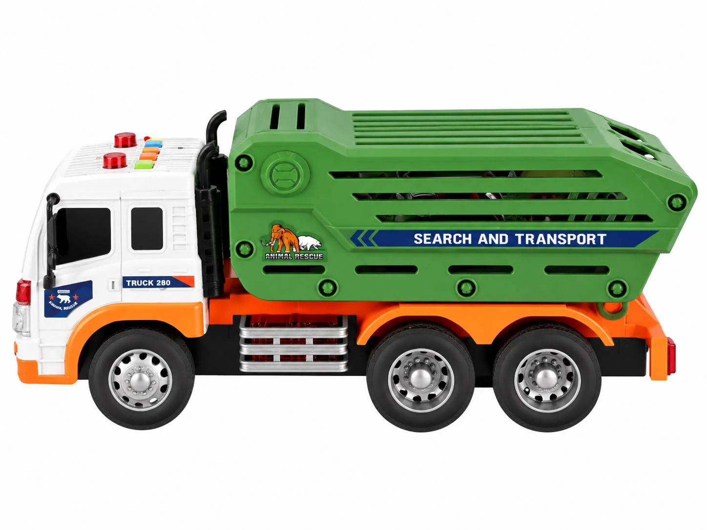 Camion pentru transportarea animalelor Wenyi cu frictiune, lumini si sunete 1:16 foto