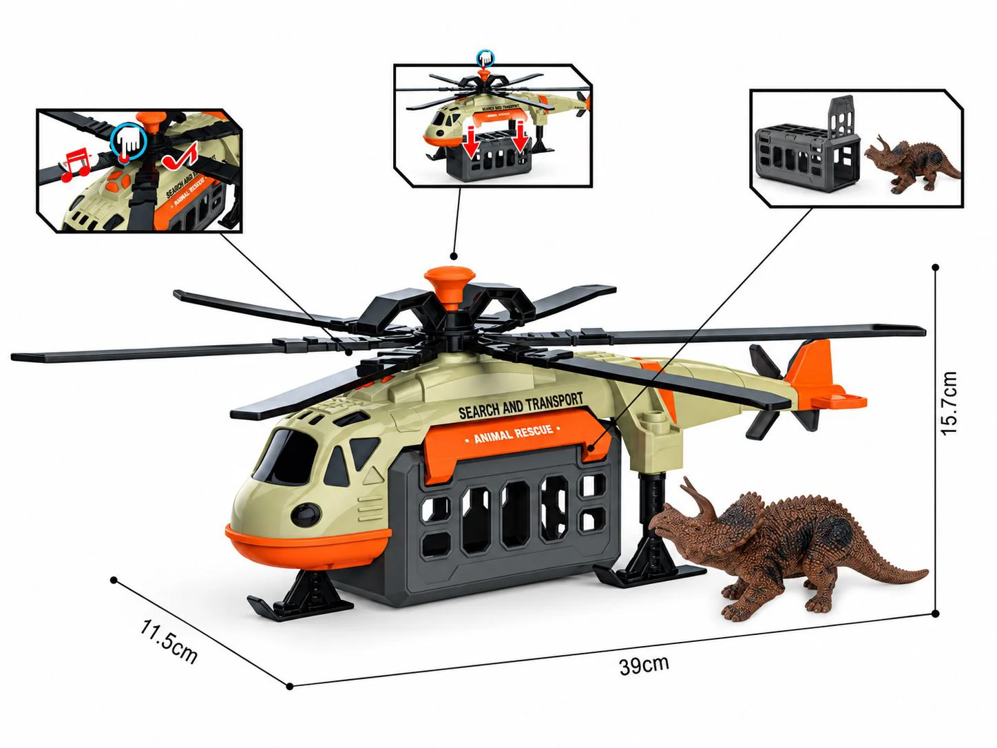 Elicopter cu dinozaur Wenyi cu lumini si sunet 1:16 foto