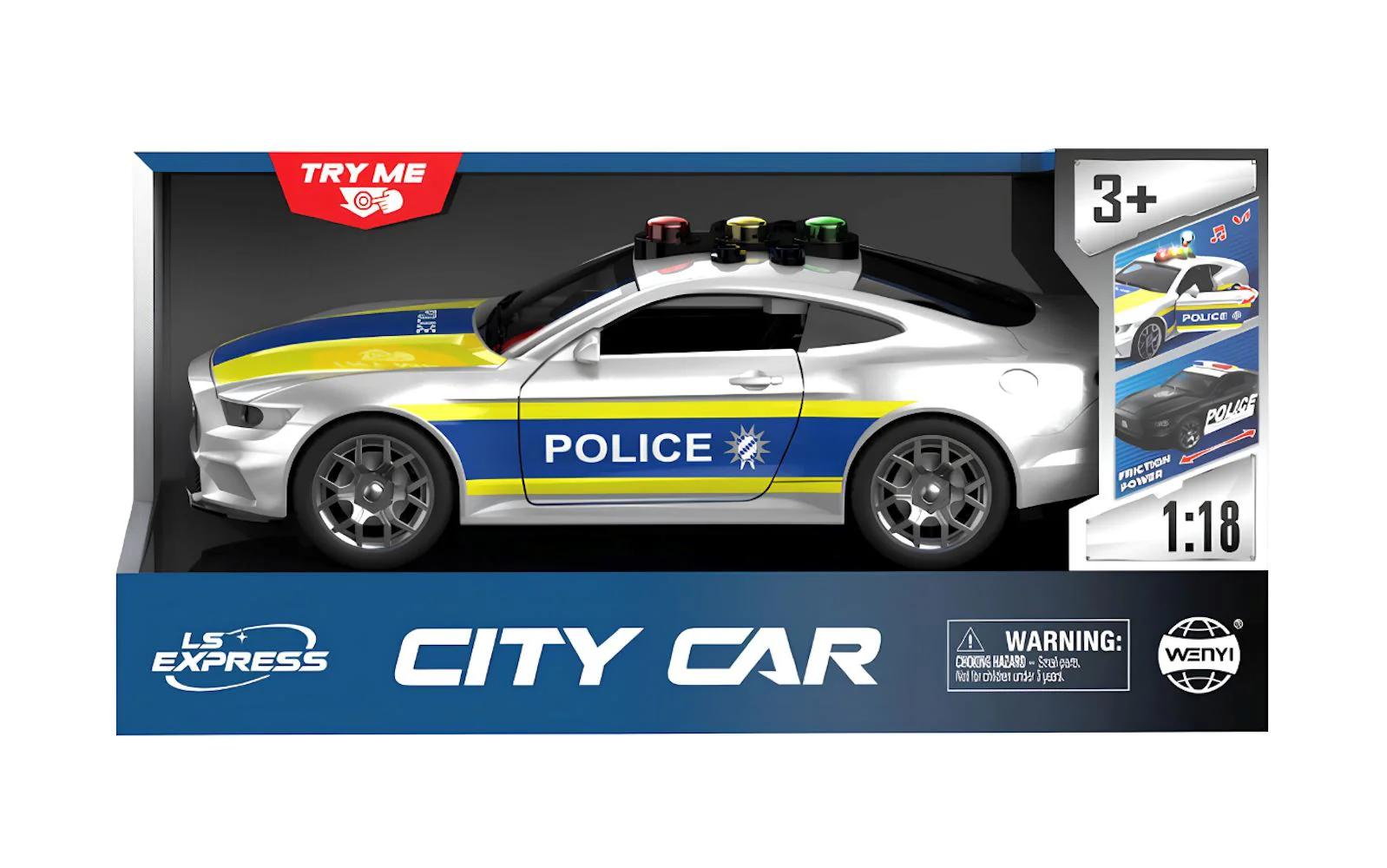 Masina de politie Wenyi cu inertie, lumina si sunet 1:18 foto