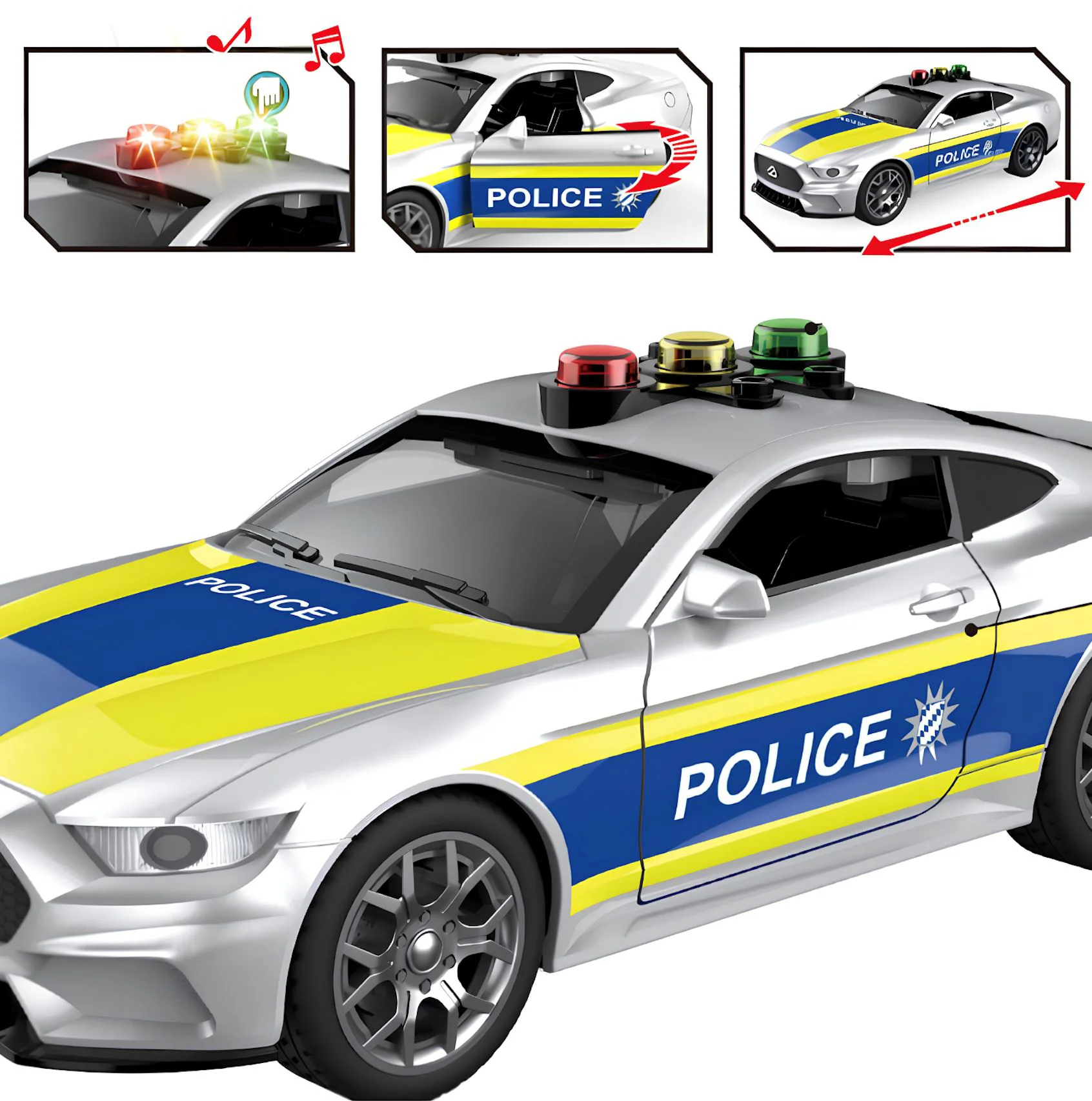 Masina de politie Wenyi cu inertie, lumina si sunet 1:18 foto