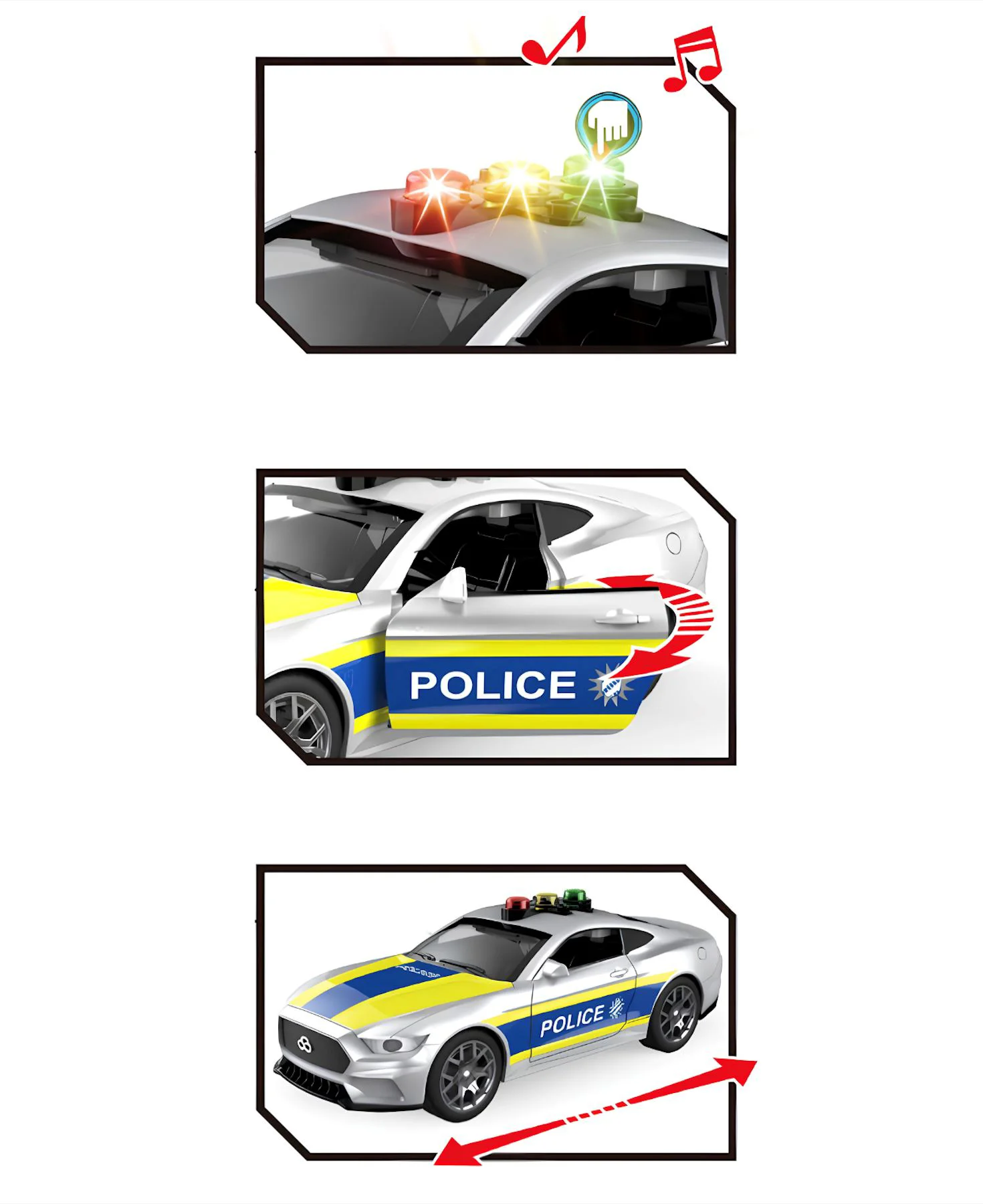 Masina de politie Wenyi cu inertie, lumina si sunet 1:18 foto
