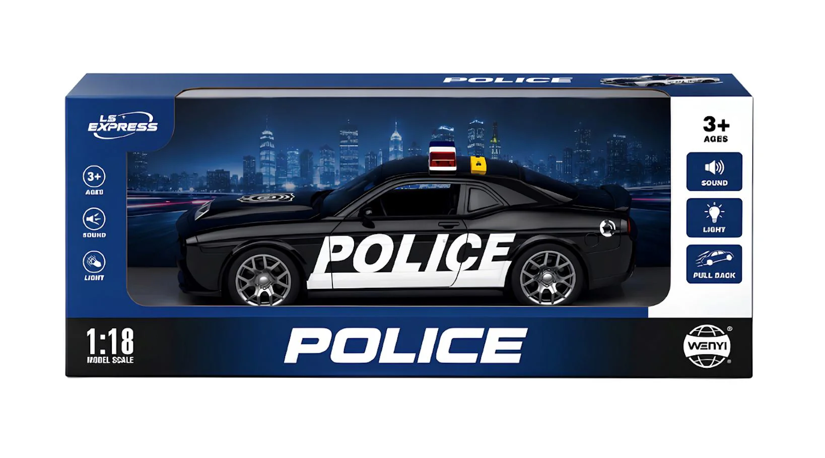 Masina de politie Wenyi cu lumini si sunete 1:18 foto