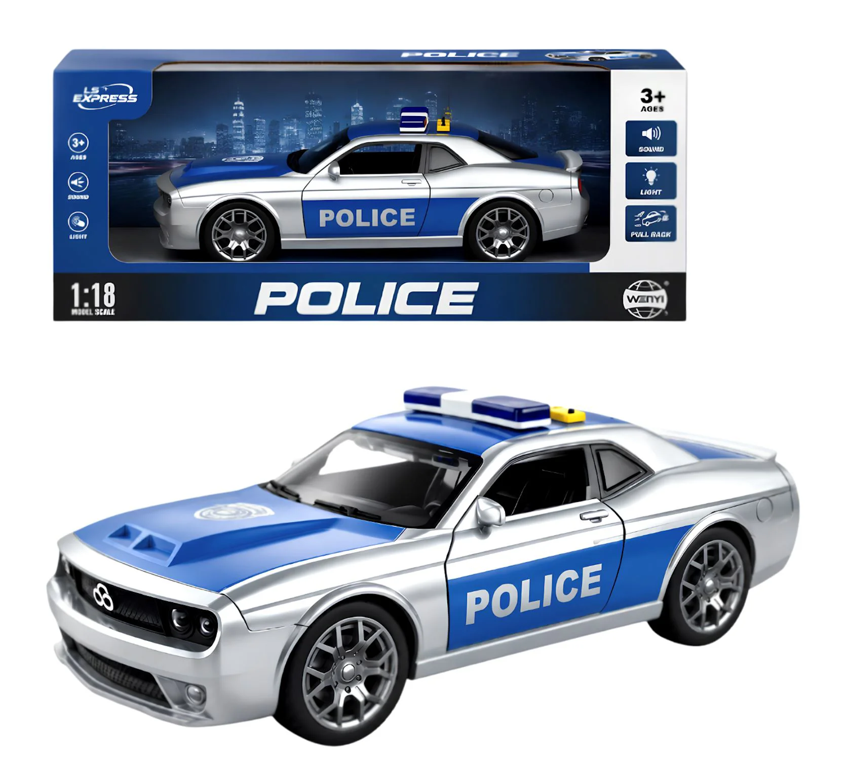 Masinuta de politie Wenyi cu lumini si sunete 1:18 foto