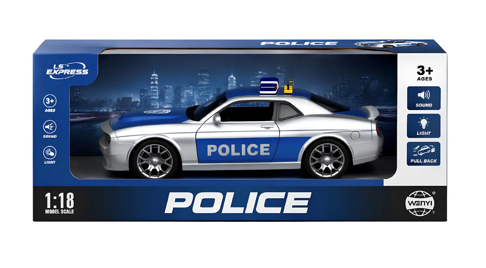 Masinuta de politie Wenyi cu lumini si sunete 1:18 foto