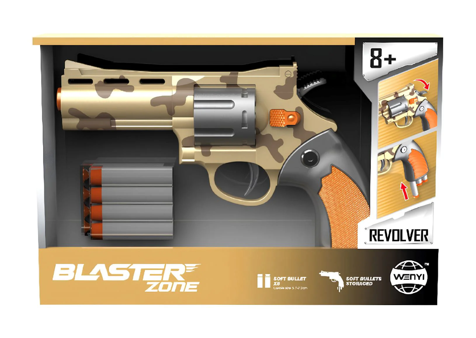 Revolver mecanic Wenyi cu gloante moi Galben foto