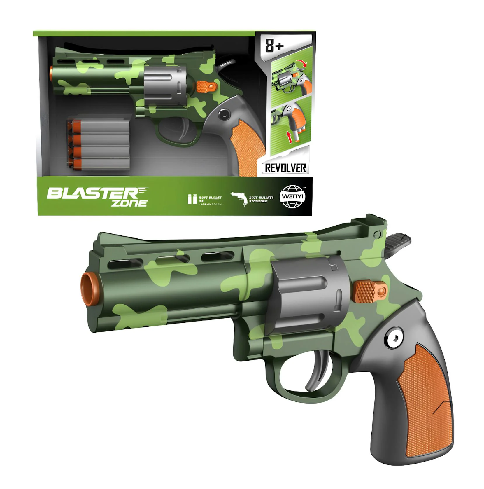 Revolver mecanic Wenyi cu gloante moi Verde foto