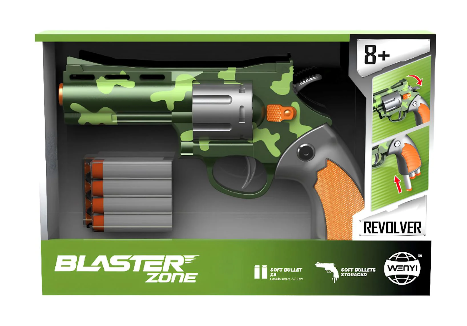 Revolver mecanic Wenyi cu gloante moi Verde foto