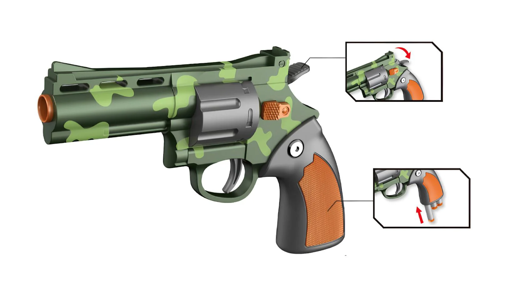 Revolver mecanic Wenyi cu gloante moi Verde foto