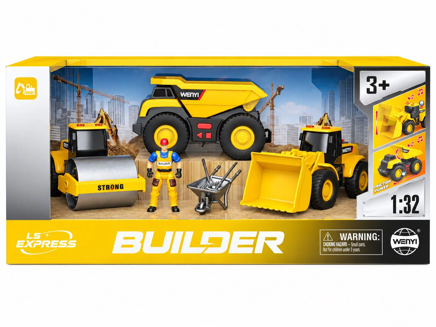 Utilaje de constructii Wenyi cu frictiune, lumini si sunete 1:32 foto