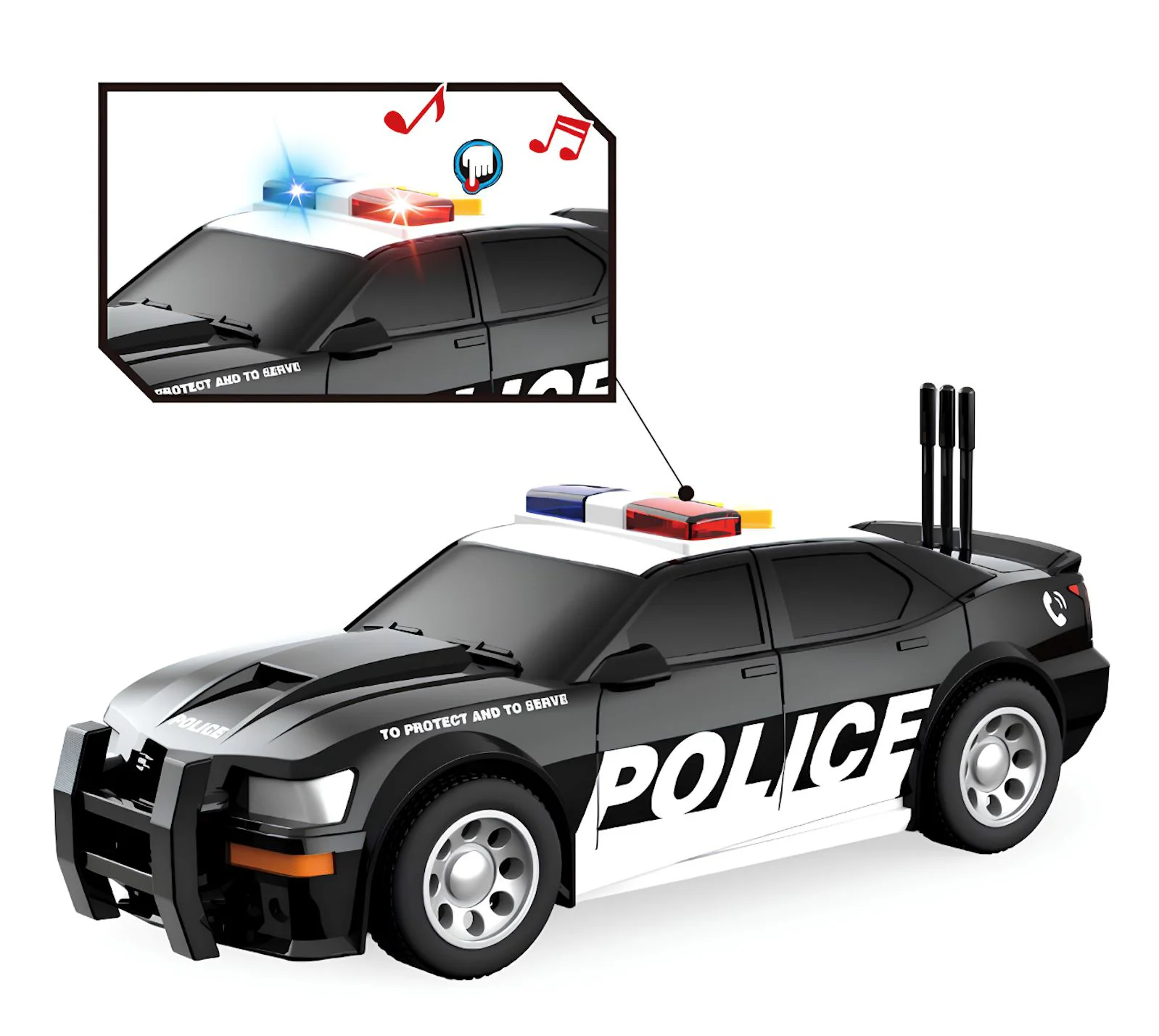 Vehicule de politie Wenyi cu frictiune, lumini si sunete 1:32 foto