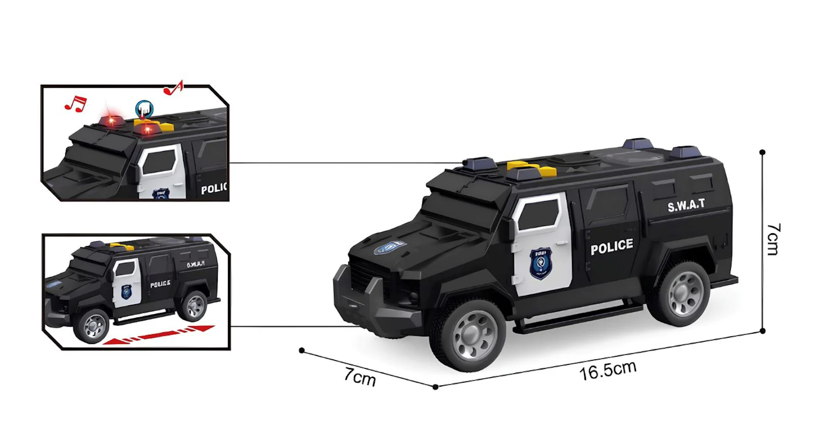 Vehicule de politie Wenyi cu frictiune, lumini si sunete 1:32 foto