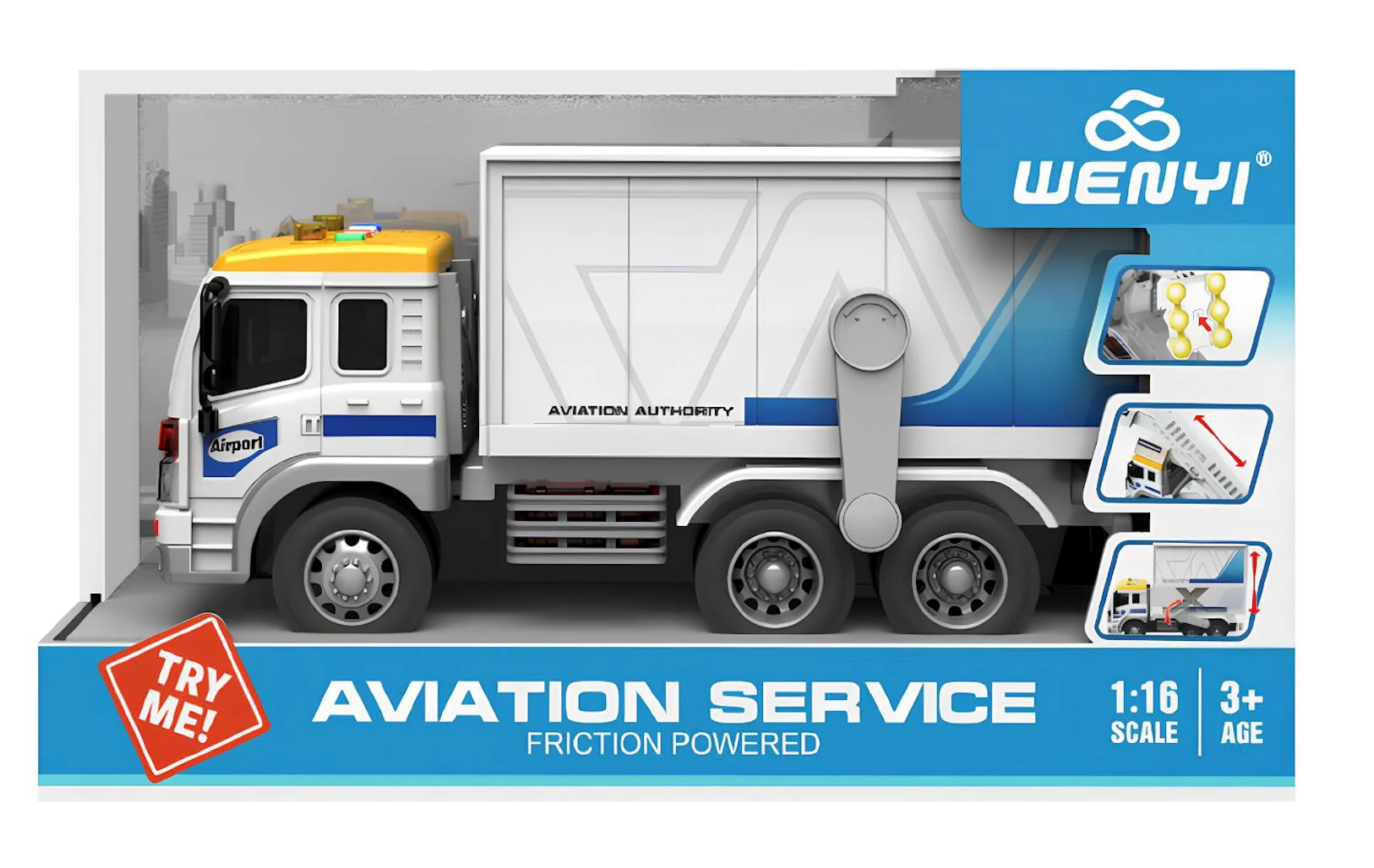 Vehicul de serviciu aeroportuar Wenyi cu frictiune, lumini si sunete 1:16 foto