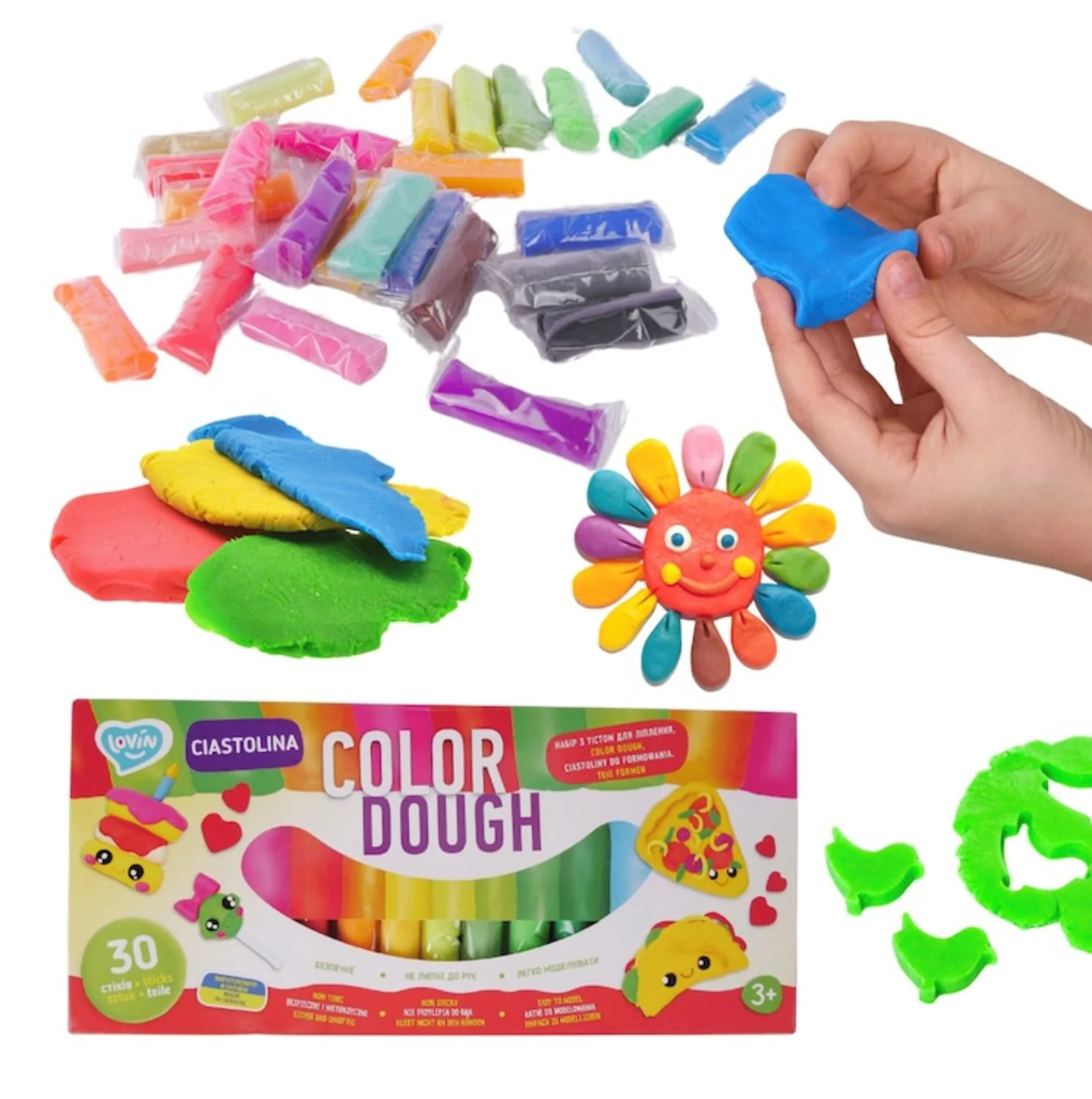 Aluat pentru modelare Okto Play Dough, 30 culori x 15 g foto