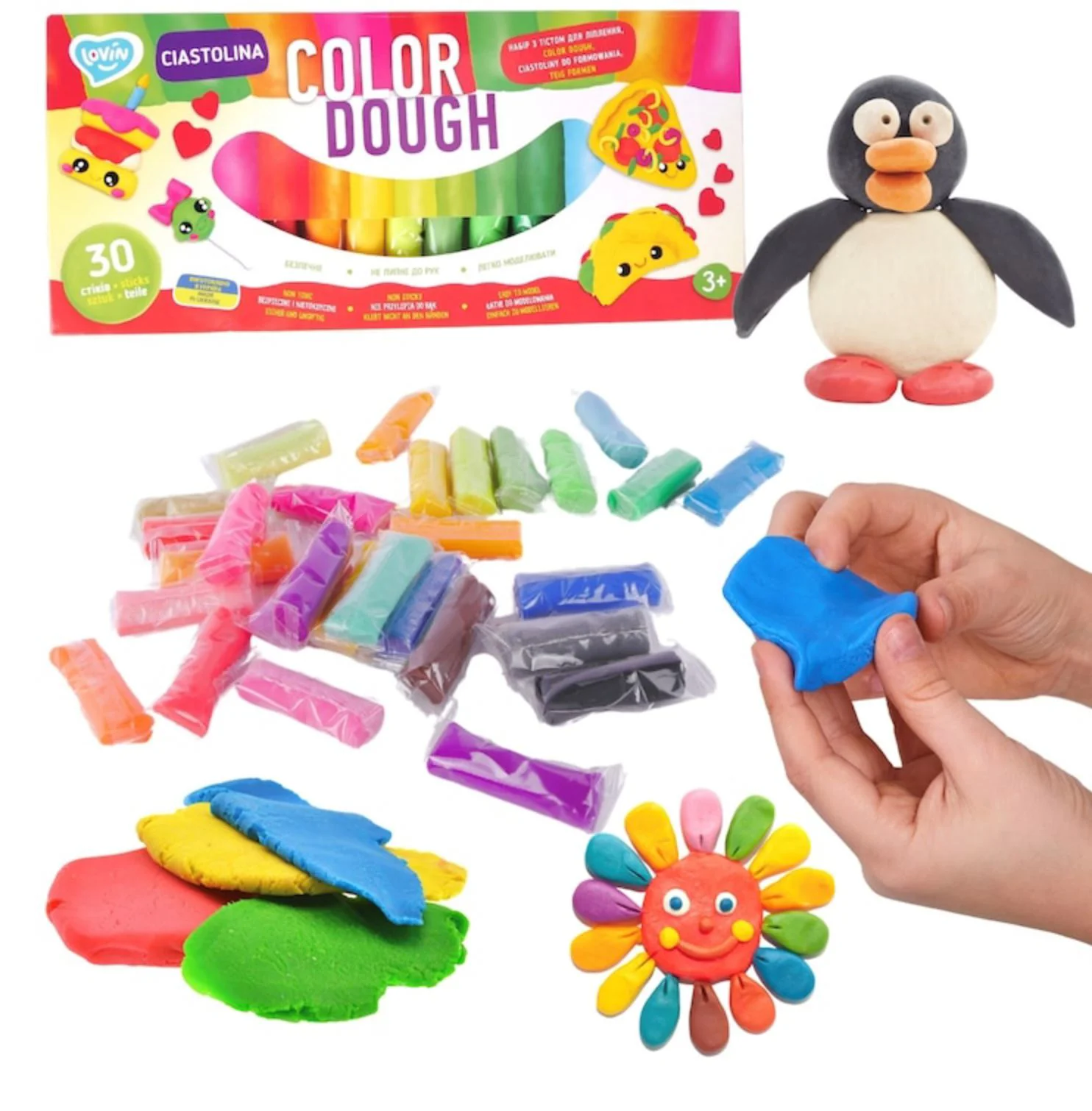 Aluat pentru modelare Okto Play Dough, 30 culori x 15 g foto