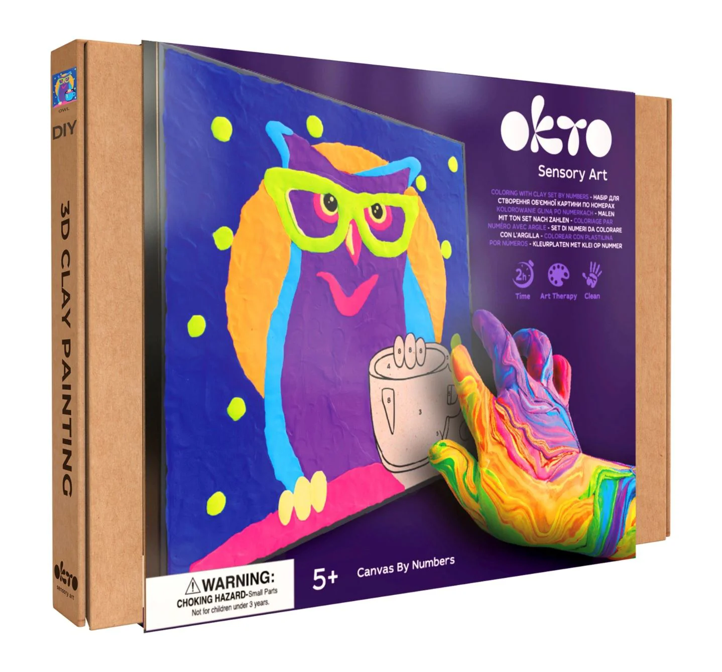 Pictura pe numere 3D cu plastilina aerata Okto Air Clay Bufnita, 29x29 cm foto