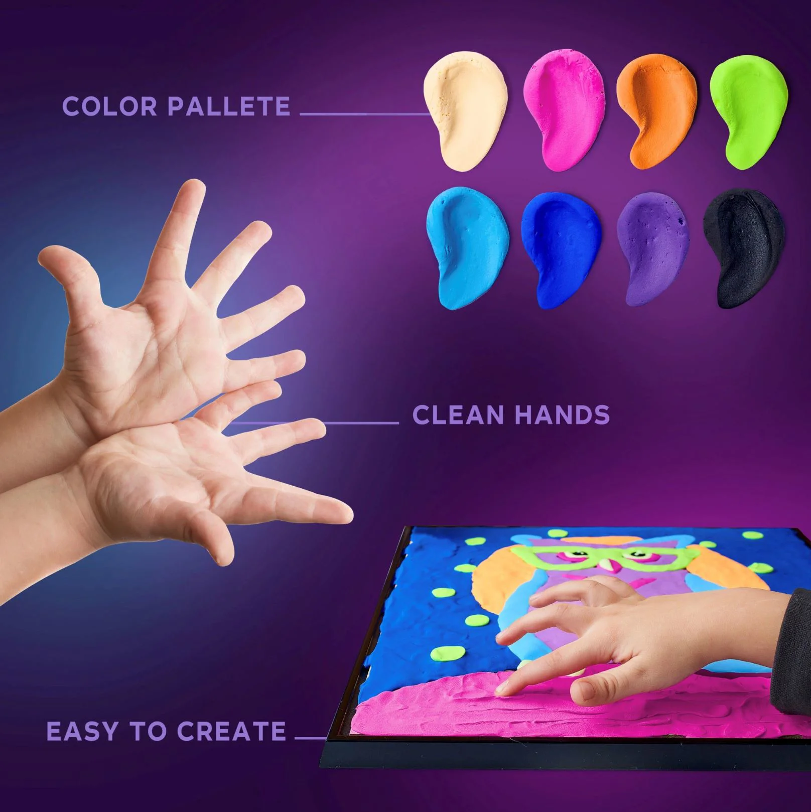 Pictura pe numere 3D cu plastilina aerata Okto Air Clay Bufnita, 29x29 cm foto