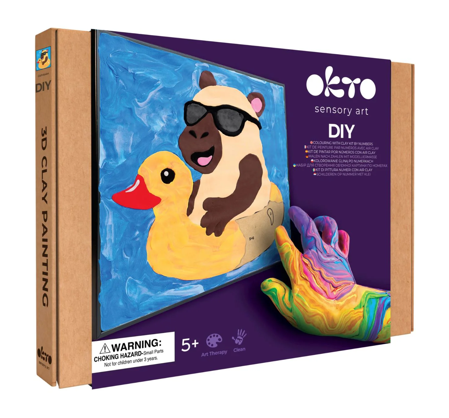 Pictura pe numere 3D cu plastilina aerata Okto Air Clay Capibara, 29x29 cm foto