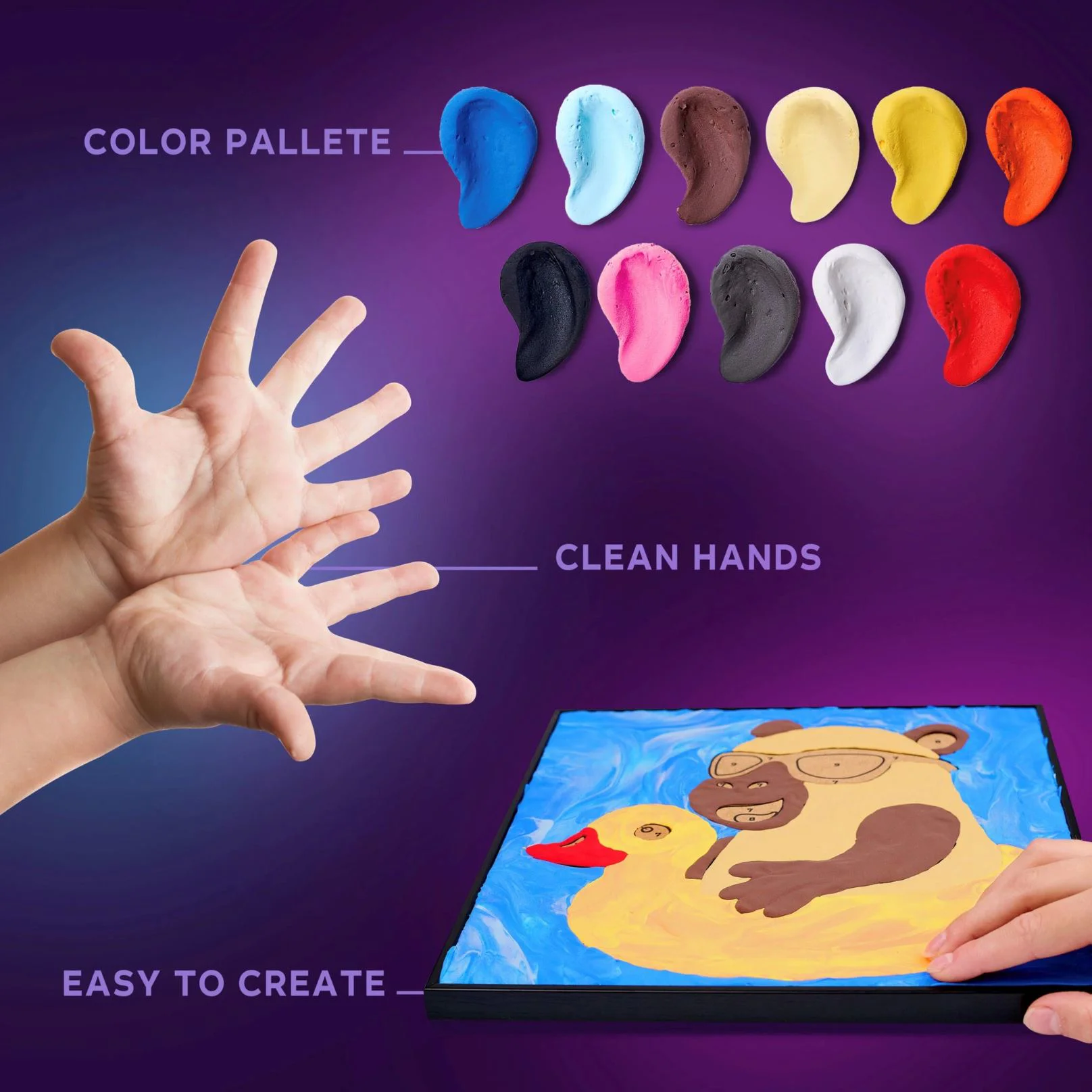 Pictura pe numere 3D cu plastilina aerata Okto Air Clay Capibara, 29x29 cm foto