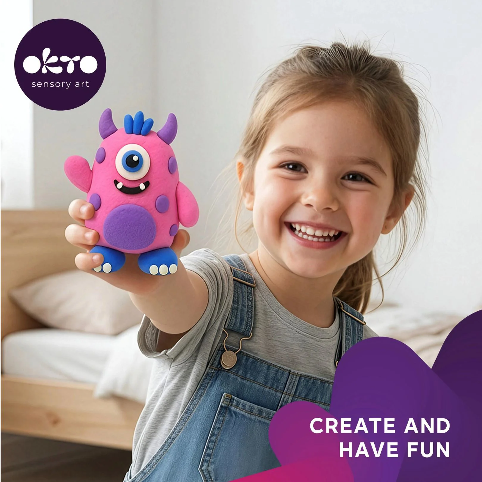 Set creativ cu plastilina aerata Okto Air Clay, 12 buc. foto