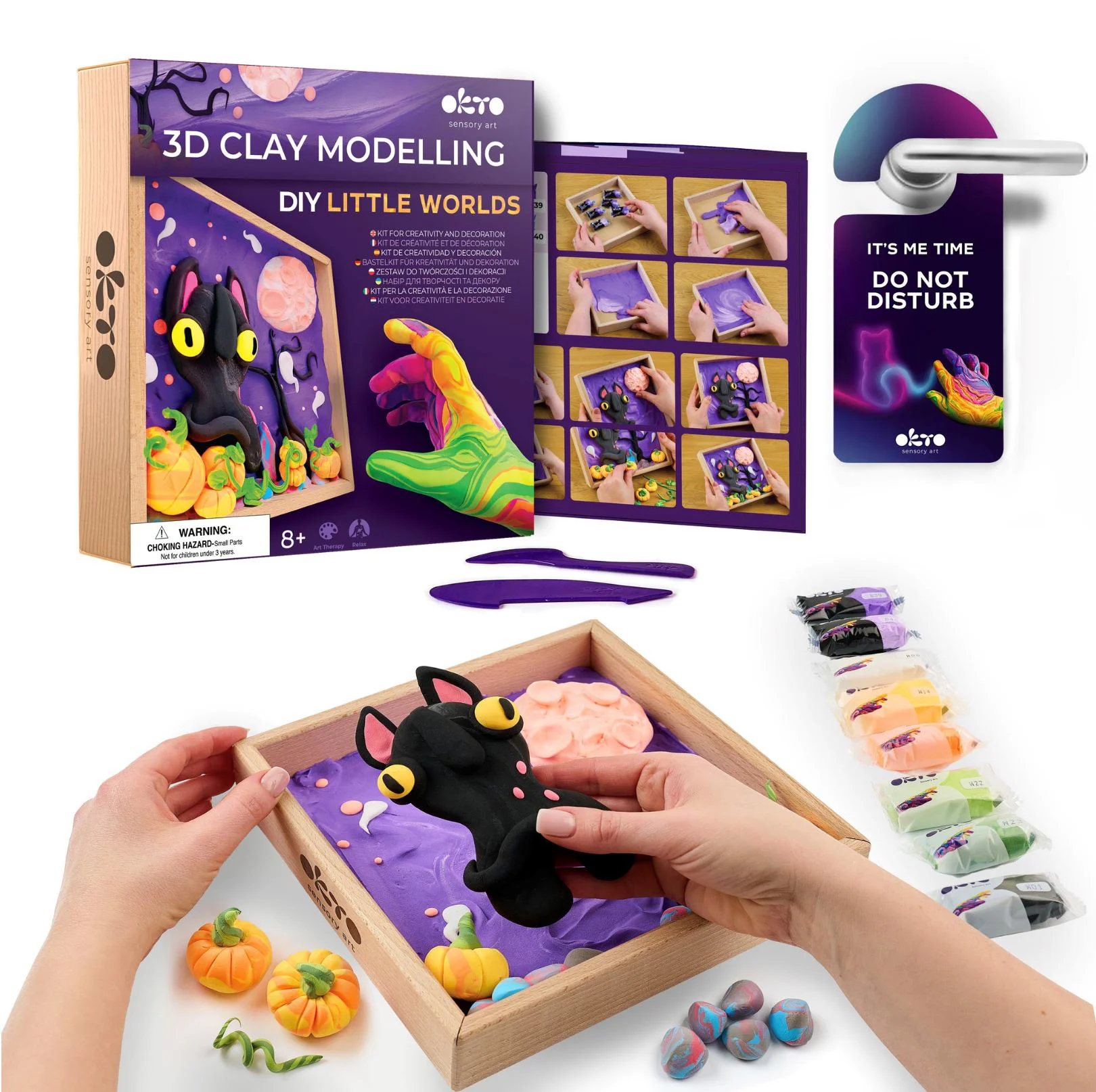 Set creativ cu plastilina aerata Okto Air Clay Pisica fantoma foto