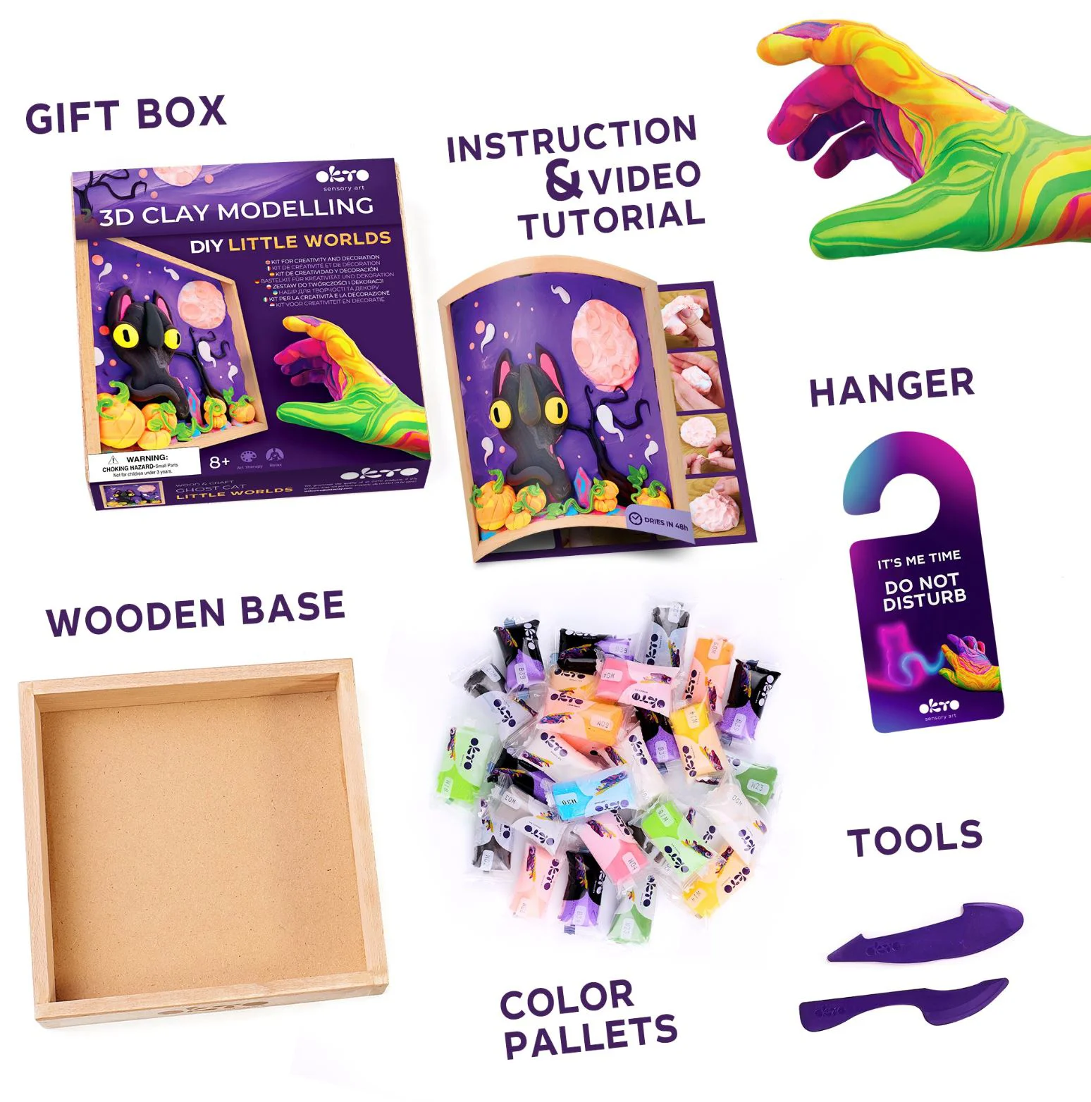 Set creativ cu plastilina aerata Okto Air Clay Pisica fantoma foto