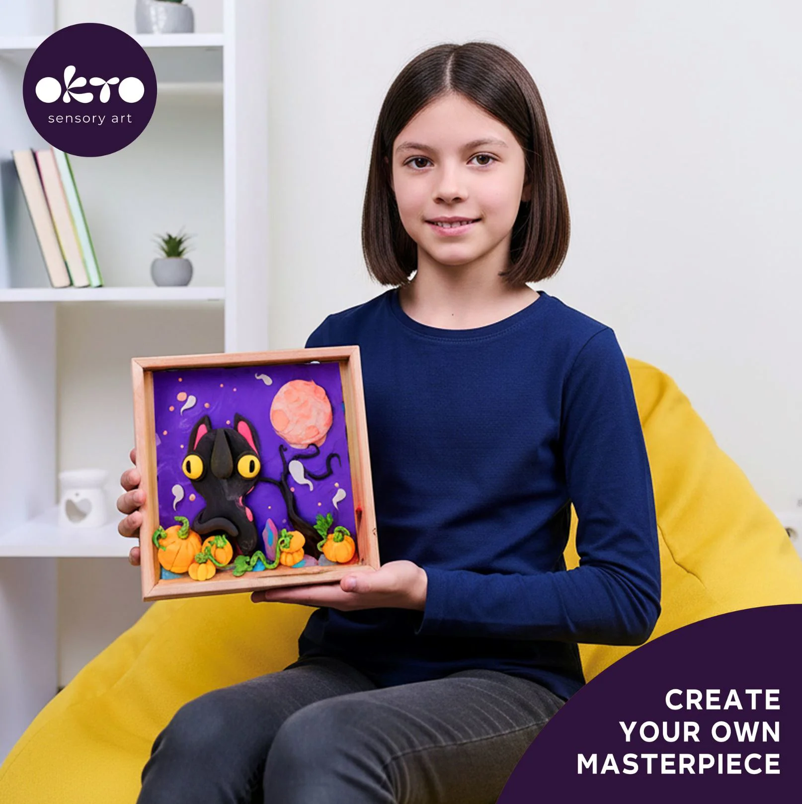 Set creativ cu plastilina aerata Okto Air Clay Pisica fantoma foto