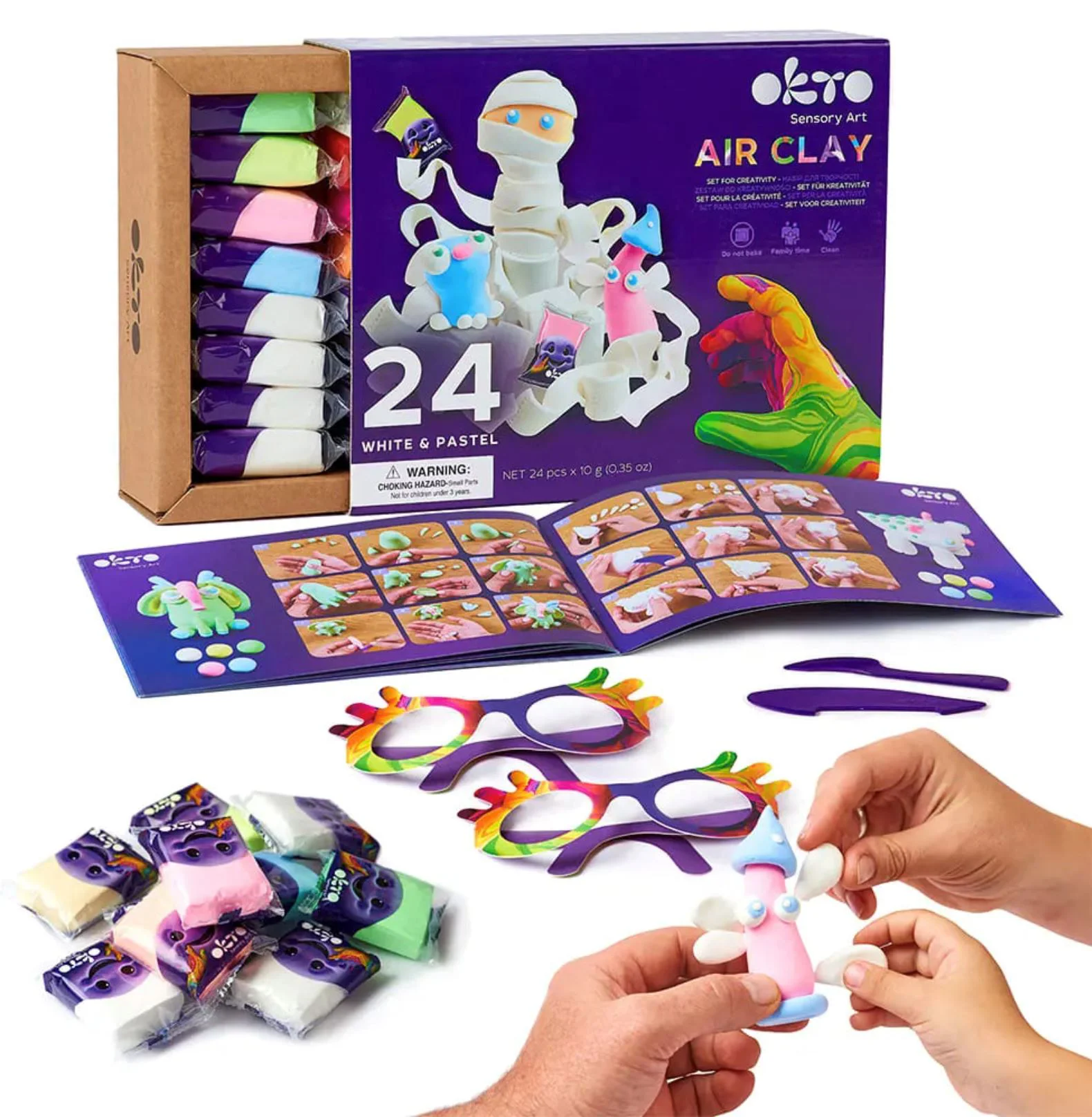 Plastilina aerata Okto Air Clay Pastel, 24 buc. x 10 g foto