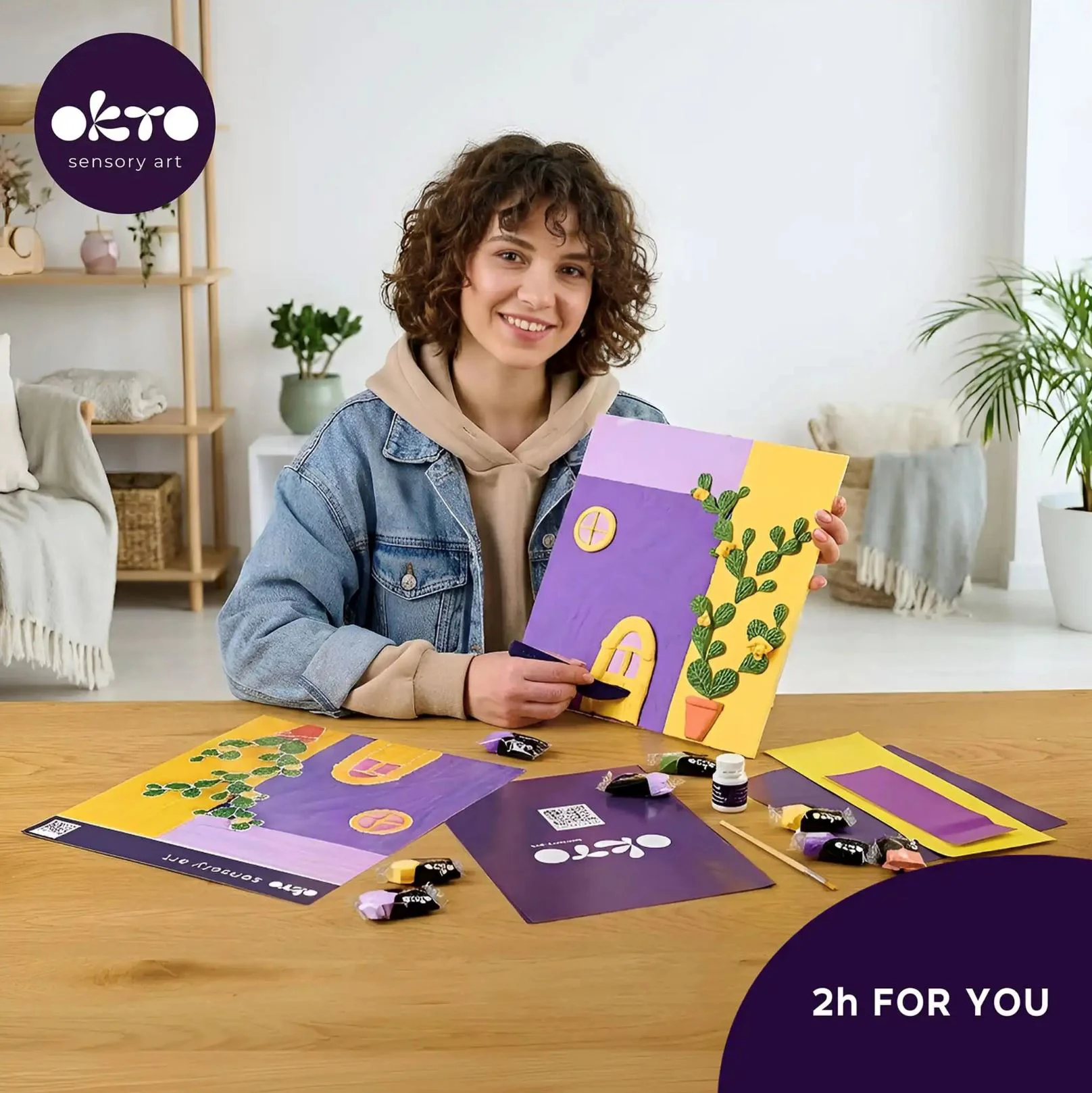 Tablou 3D cu plastilina aerata Okto Air Clay Amiaza de lavanda, 30x30 cm foto