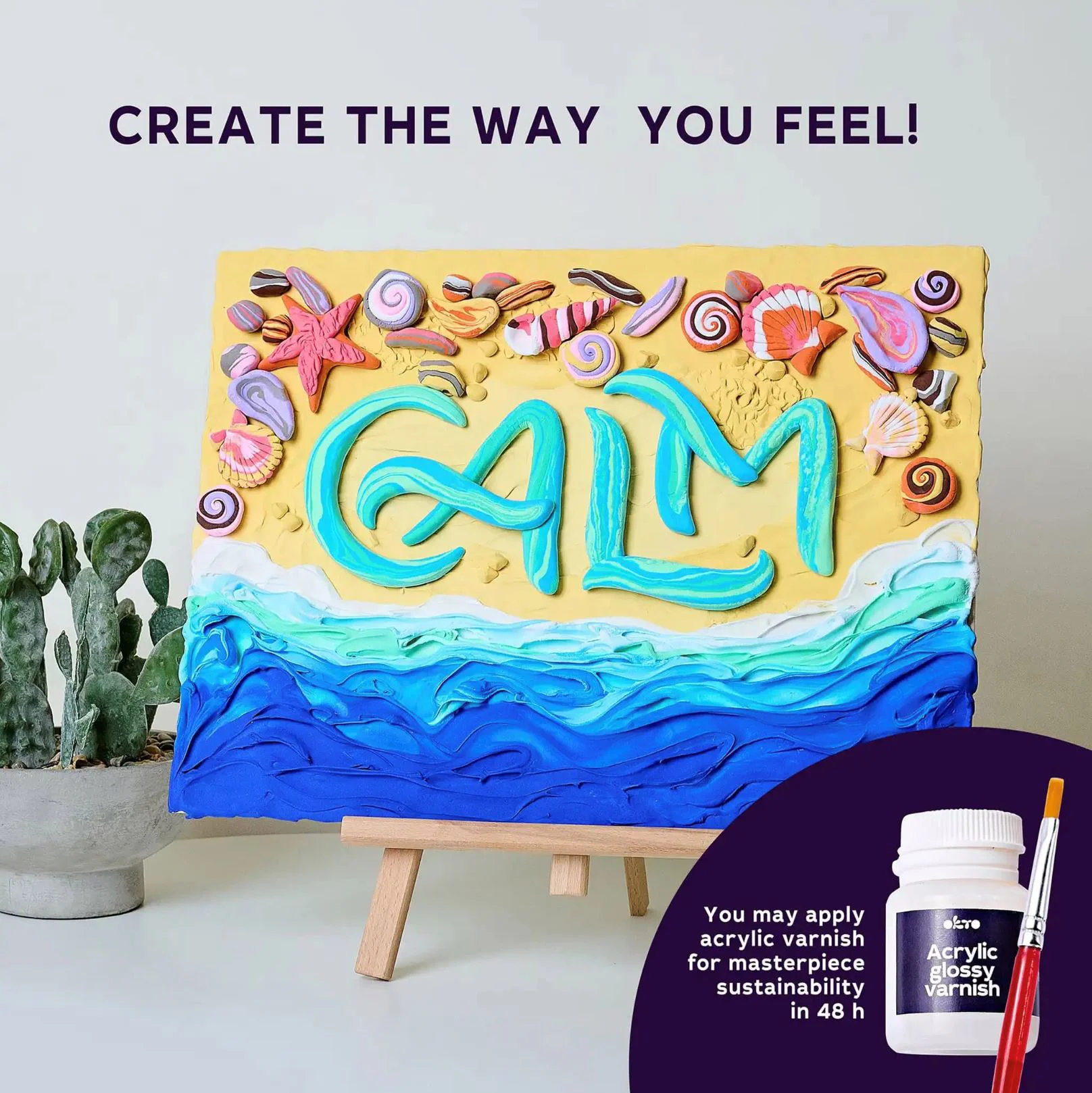 Tablou 3D cu plastilina aerata Okto Air Clay Calm, 30x40 cm foto