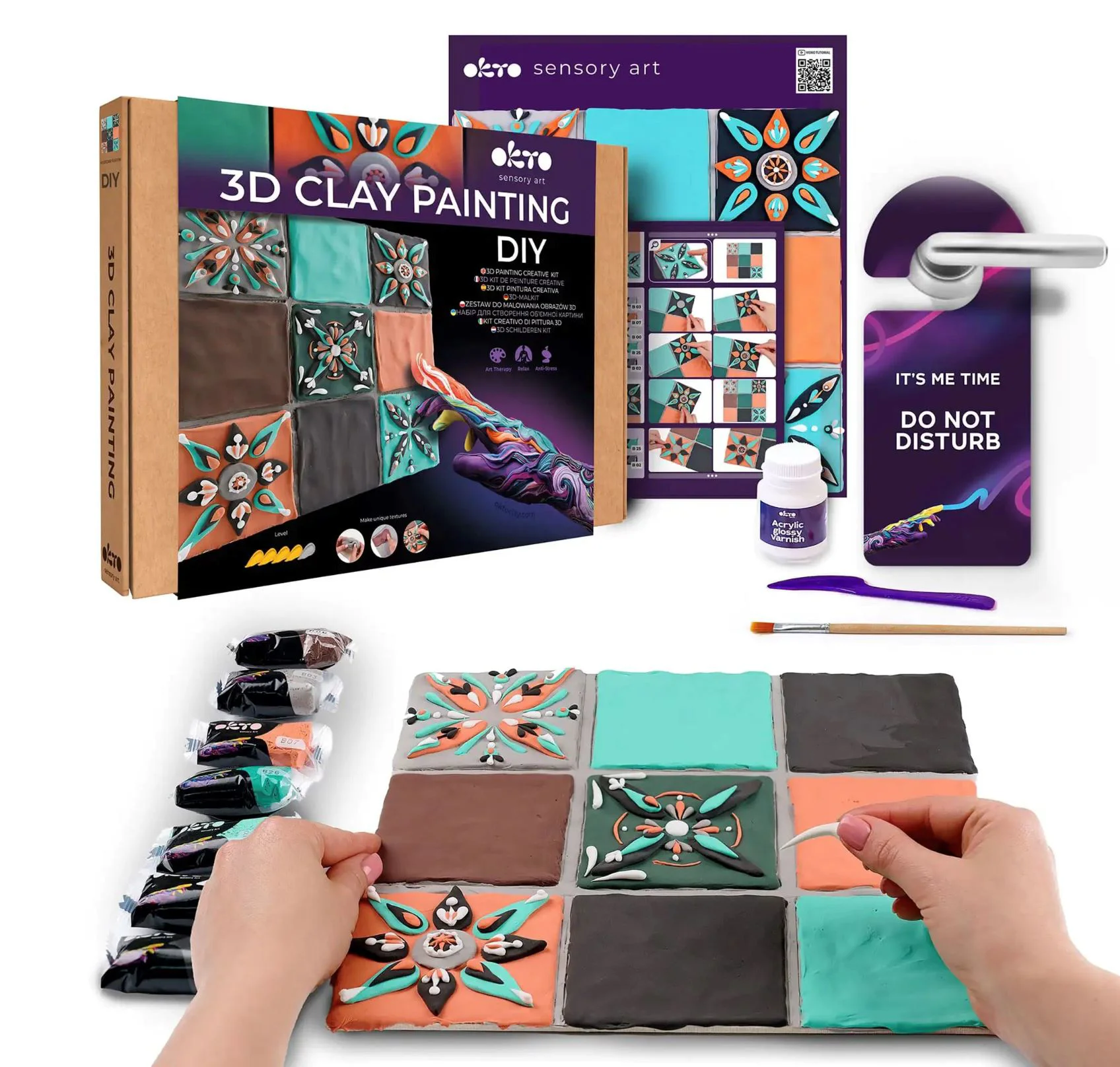 Tablou 3D cu plastilina aerata Okto Air Clay Mudejar Fusion, 30x30 cm foto