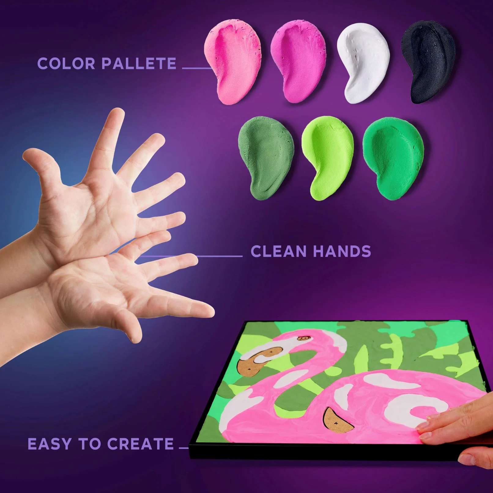 Tablou 3D pe numere din plastilina aerata Okto Air Clay Flamingo roz, 29x29 cm foto