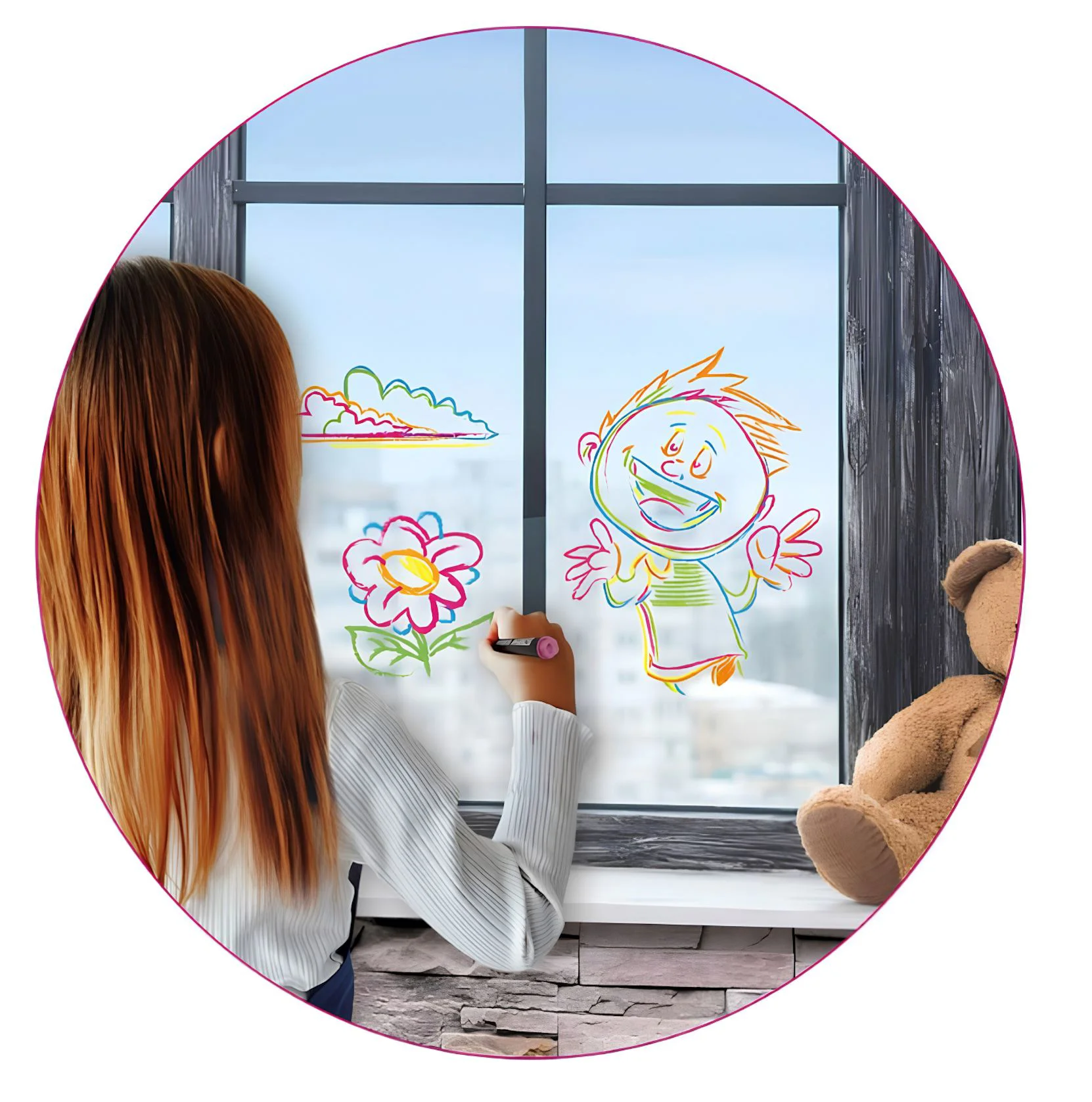 Markere lavabile Toi Toys pentru geam si sticla, 5 buc. foto