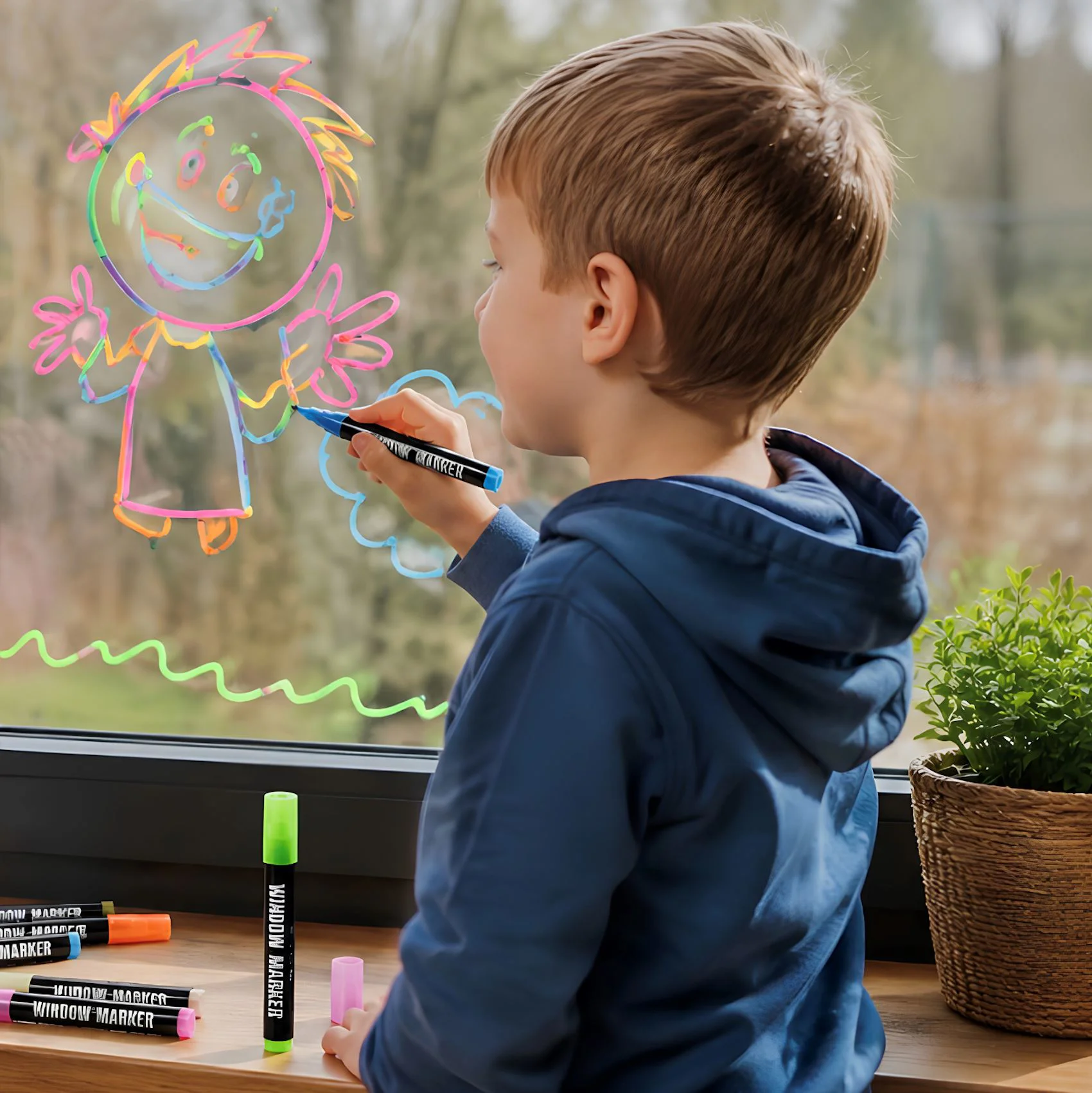 Markere lavabile Toi Toys pentru geam si sticla, 5 buc. foto