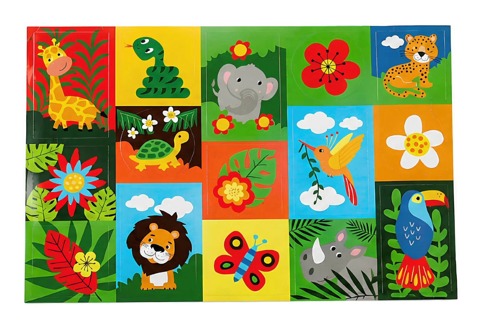 Set de creatie Toi Toys Animale salbatice, cu carte de colorat, stickere si creioane foto