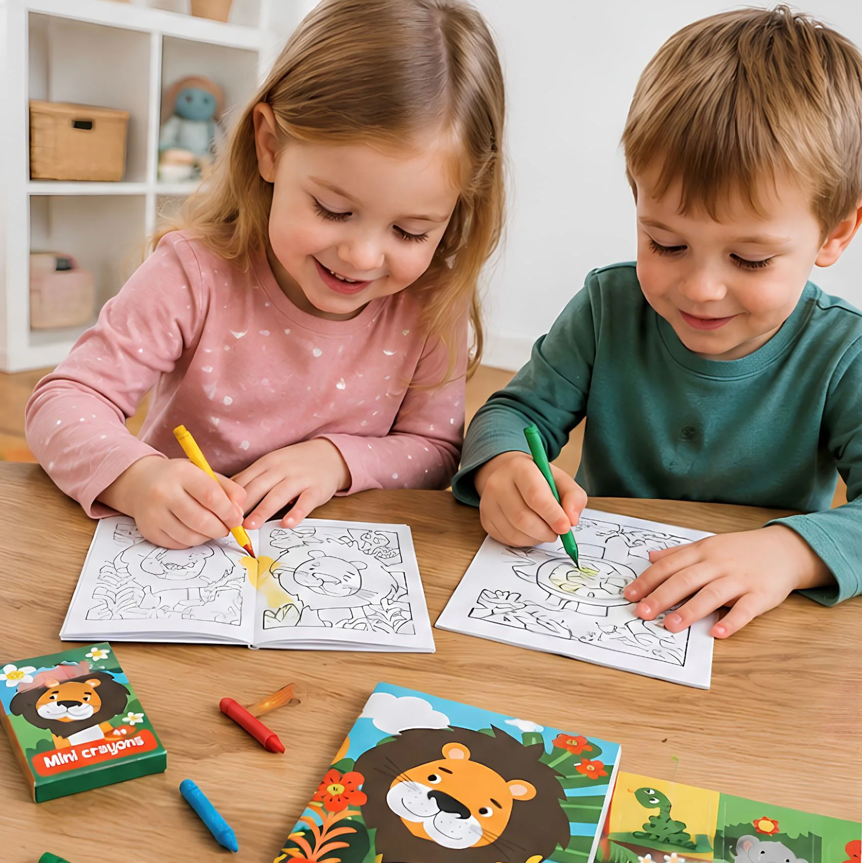 Set de creatie Toi Toys Animale salbatice, cu carte de colorat, stickere si creioane foto