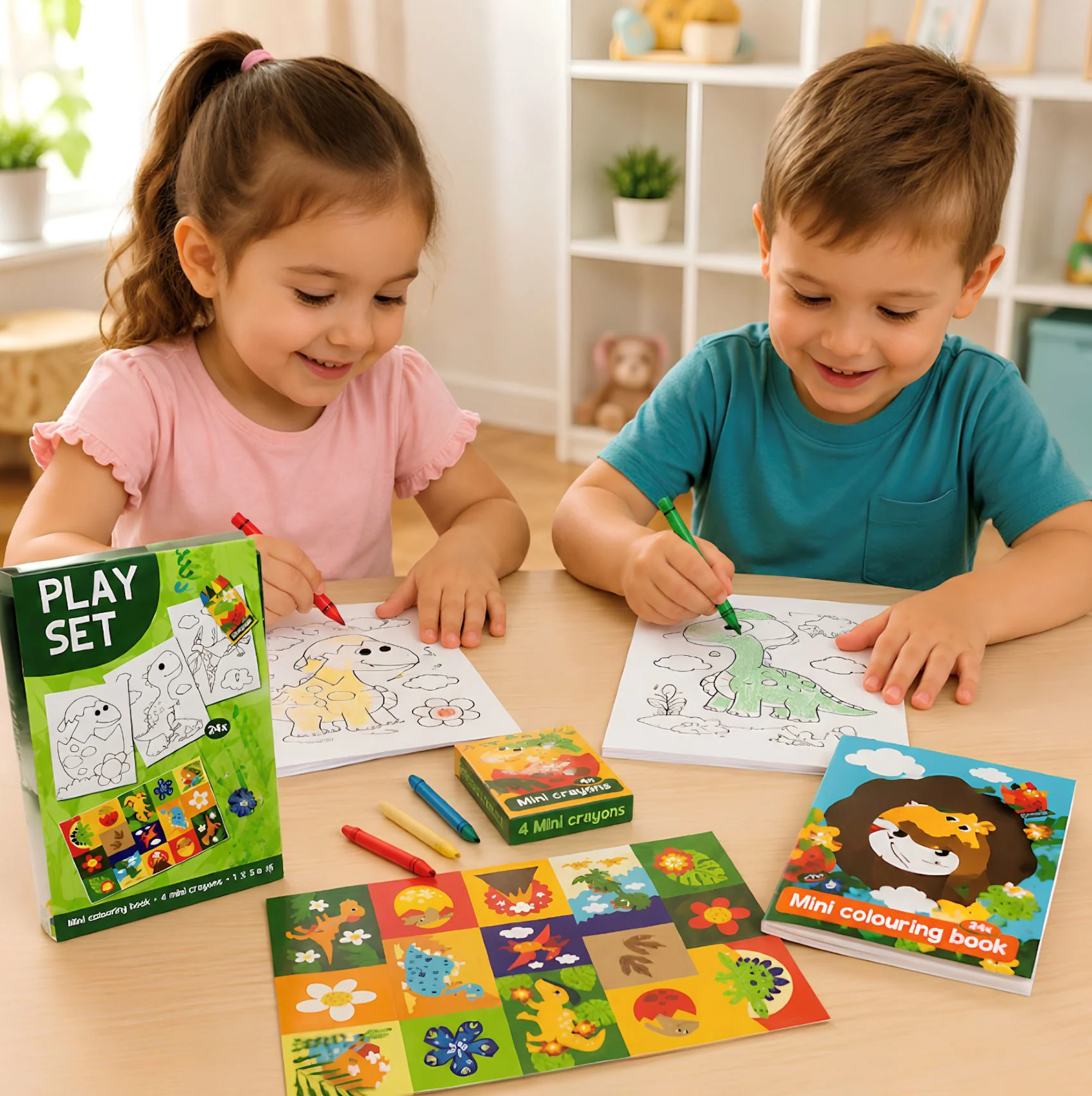 Set de creatie Toi Toys Dinozauri cu carte de colorat, stickere si creioane foto