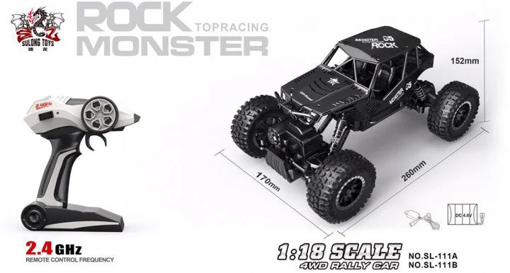 Masina cu telecomanda Sulong Toys Tiger off-road Crawler, negru mat, 1:18