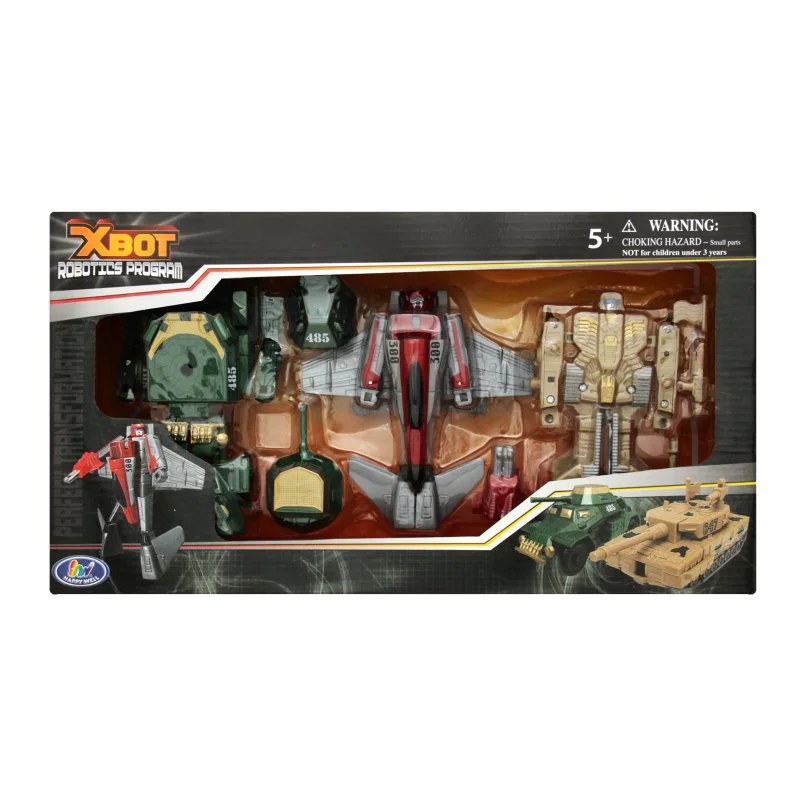 Set Trio Robot Transformer X-Bot Tanc verde, avion, tanc bej, 15 cm foto