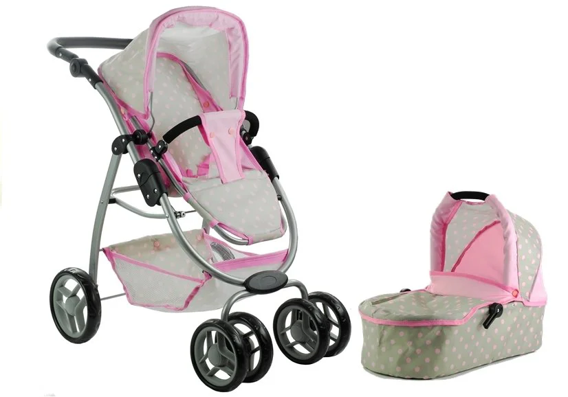 Carucior LEANTOYS pentru papusi 2 in 1 cu gentuta Alice culoare sur foto