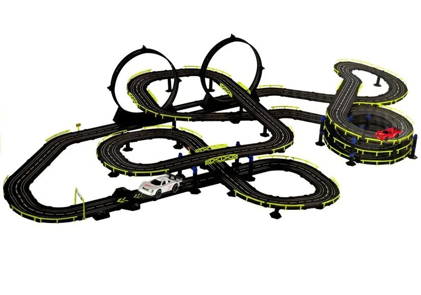 Set LEANTOYS Traseu de curse electric cu RC 2 masini 1:43 foto